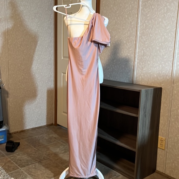 Naked Wardrobe asymmetrical maxi satin dress - Picture 2 of 5